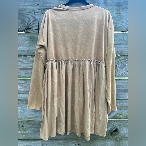 Tan Long Sleeve Mini Dress - Picture 6 of 10